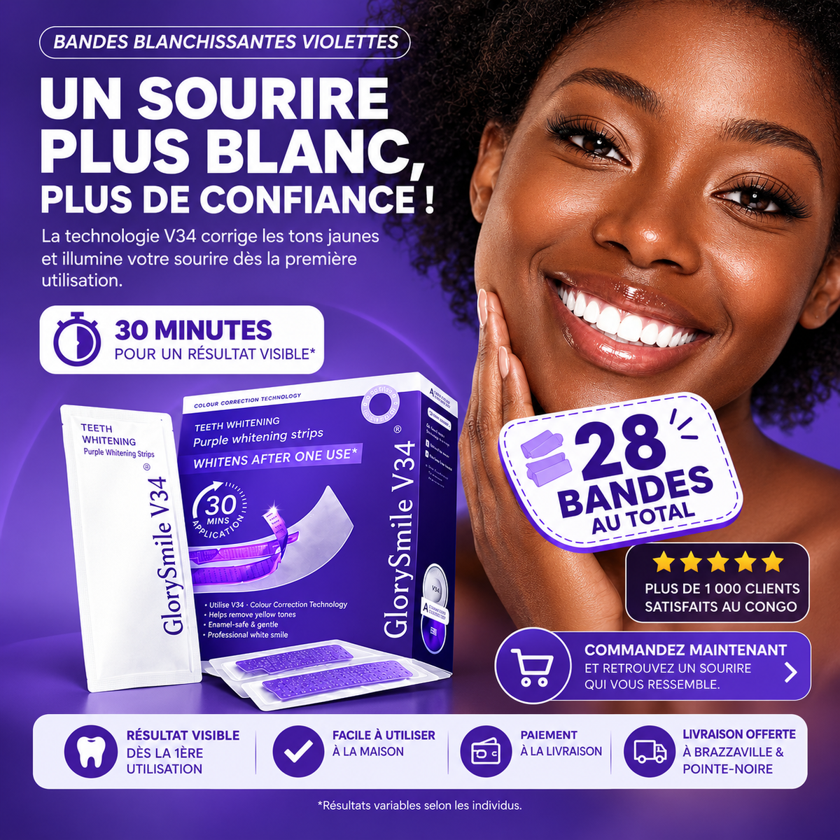 Bandes dentaires 🦷 Ultra-violet 🟣 (V34)