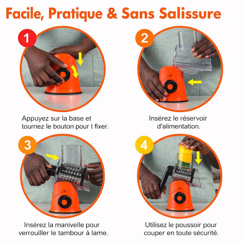 Trancheuse Manuelle Rotative De Cuisine 3 En 1.