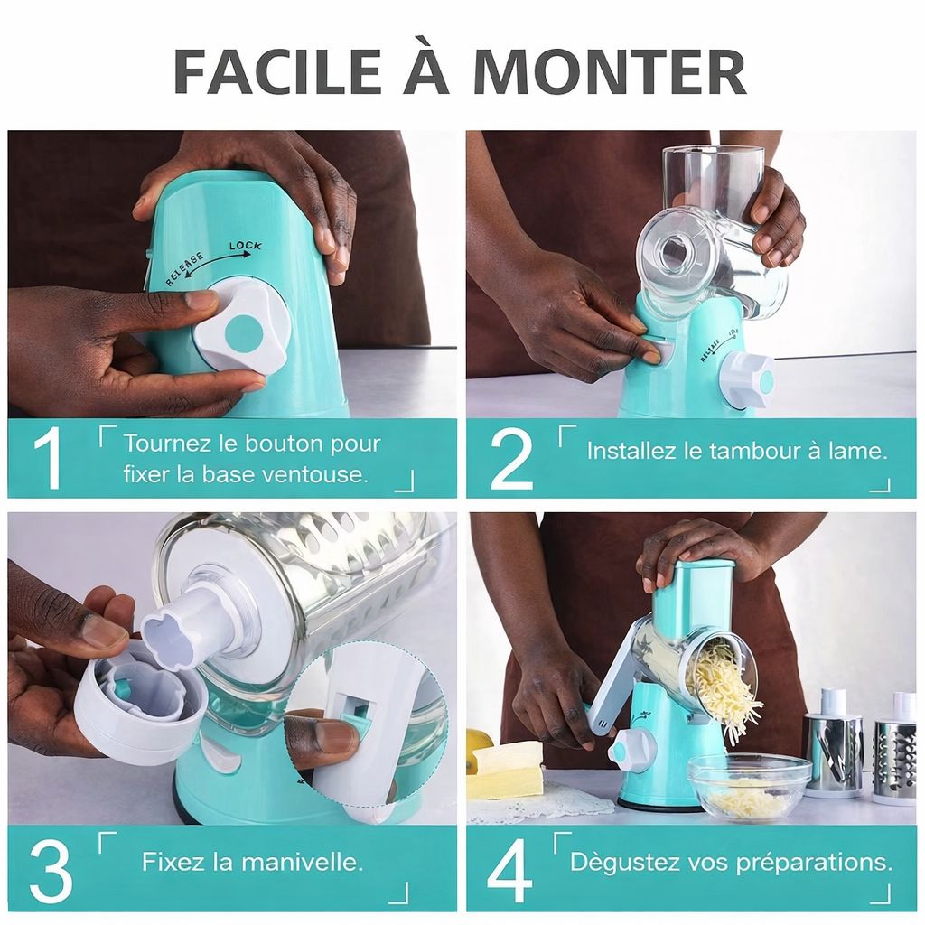 Trancheuse Manuelle Rotative De Cuisine 3 En 1.