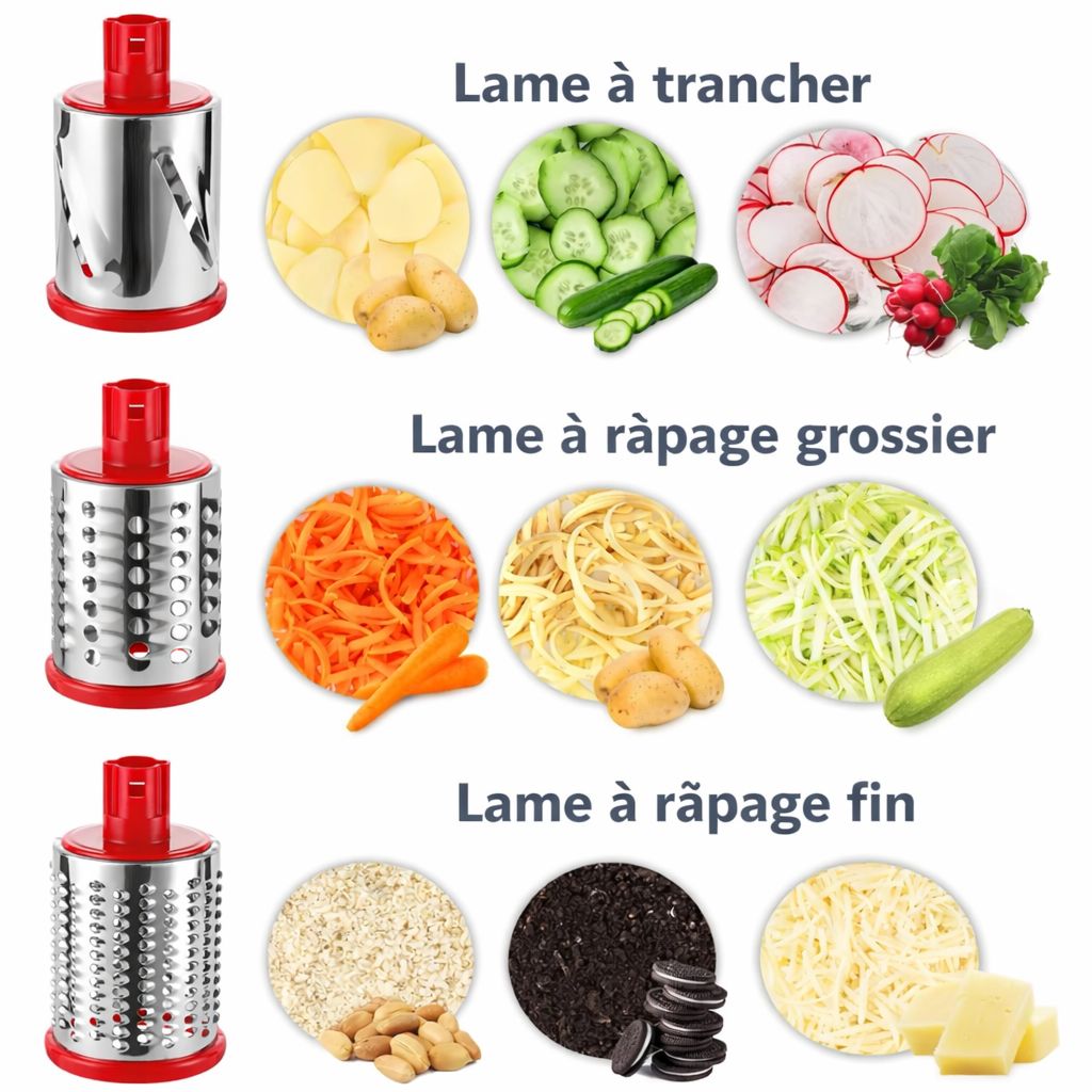 Trancheuse Manuelle Rotative De Cuisine 3 En 1.